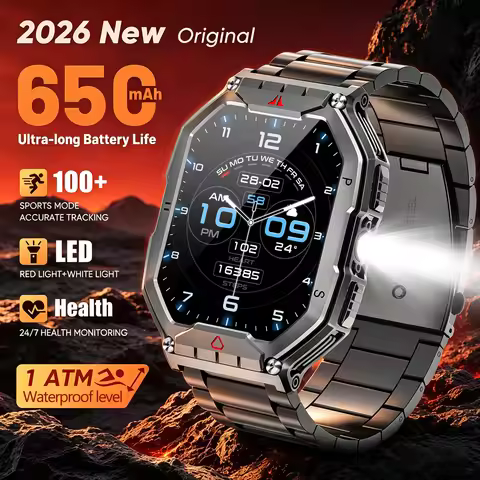2026 Sports Outdoors Durable Men SmartWatch 650mAh Battery LED Flashlight 1ATM Waterproof Bluetooth 
