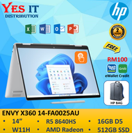 HP ENVY X360 14-FA0024AU / 14-FA0025AU 14" TOUCH SCREEN LAPTOP (R5-8640HS/16GD5/512SSD/14" IPS WUXGA