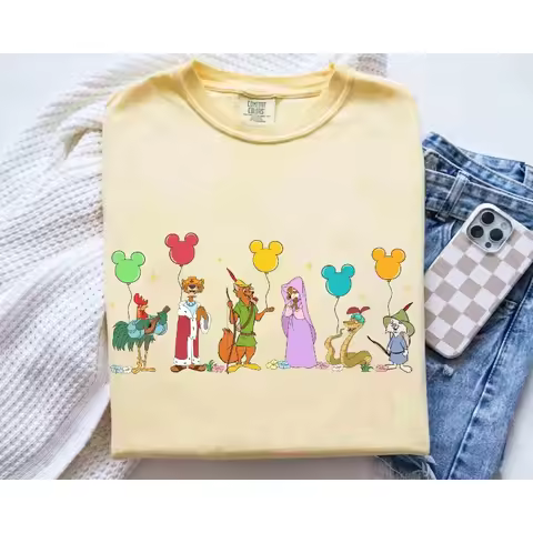 Disney Robin Hood Mickey Balloons Birthday Shirt, Disney Marian Sir Hiss Prince John Alan-a-dale Ski