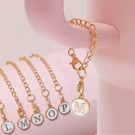 1Pcs Trendy White A-Z Letter Metal Keychains Simple Round Alphabet Keyrings Water Bottle Decoration 