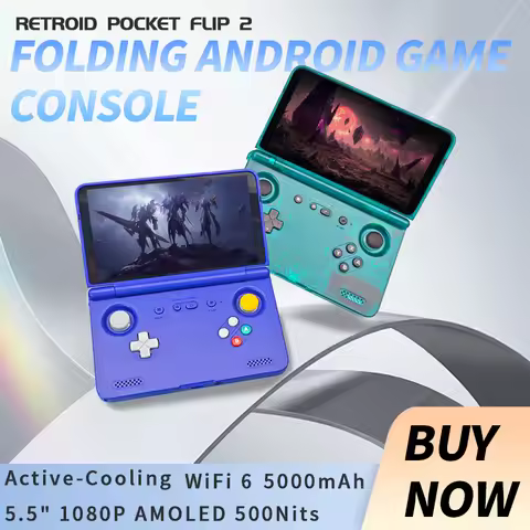 Retroid Pocket Flip2 SD865 5.5”1080p OLED WIFI6 Android Handheld Portable Gaming Console With Hall R