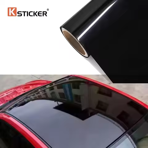 Glossy Black Car Roof Wrap Vinyl 1.35M x 2M/3M Bubble-Free Self Adhesive Car Top Film for Skylight S
