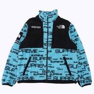 Supreme SUP x THE NORTH FACE 21AW NA52101I 聯名款藍色和黑色印花抓絨夾克/外套，成色極佳。正品 SP。男款。