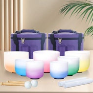 6-12 Inch Or 7-12 Inch 432hz Or 440hz Gradient Half Colored Chakra Frosted Quartz Crystal Singing Bo