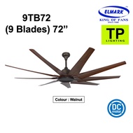 ELMARK 9TB72 72" WALNUT DC Ceiling Fan 9 Blades with Remote Control 9TB