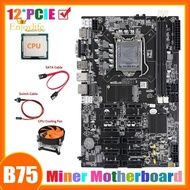 B75 12 PCIE ETH Mining Motherboard LGA1155+Random CPU+Fan+SATA Cable+Switch Cable MSATA DDR3 B75 BTC Miner Motherboard