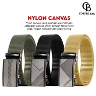 [CB] Men's Automatic Rail Canvas Nylon Belt - Random Motif-D-3360