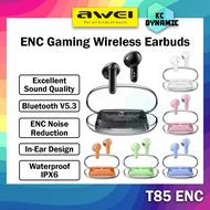 Awei T85 ENC Wireless Earbuds Gaming Earbuds Gaming Earphone Gaming Headphone Awei Bluetooth Earbuds