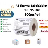 Thermal Sticker ROLL A6 100*150mm 500pcs Shopee Laz Waybill Shipping Label Waterproof Scratch Proof