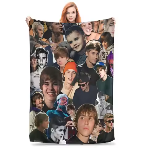 Justin Bieber Blankets Hiphop Singer Fleece Funny Breathable Throw Blanket for Bedding Lounge Spring