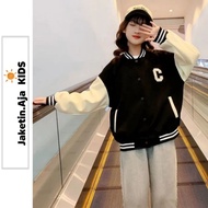 PUTIH HITAM Varsity Baseball Jacket Girls Boys 1 2 3 4 5 6 7 8 9 10 11 12 13 14 15 16 Years Baseball