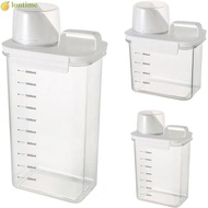 LONTIME Washing Powder Dispenser, Transparent Plastic Detergent Dispenser, Portable Airtight with Lids Laundry Detergent Storage Box Laundry Room Accessories