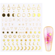 [Angel Bella DIY Handmade] TM496 Golden Geometric Star Moon Manicure Sticker Nail Comes With Adhesiv