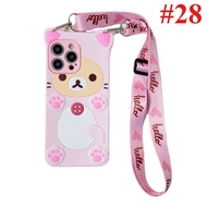 Ốp vỏ mềm Silicone hình gấu mèo dây buộc cho Samsung Galaxy M06 M35 M55 M15 M34 M14 M54 M33 M53 M23 