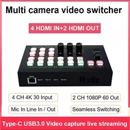 4K 4 Channel HDMI Multi Camera Live Streaming Production Video Mixer Switcher Broadcasting Station S