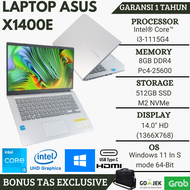 LAPTOP ASUS X1400E CORE i3 GEN 11 RAM 8GB SSD 512GB LAYAR 14 INCH WINDOWS 11