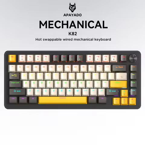 APAYADO K82 Mechanical Keyboard 75% Multifunctional Knob Cool Backlight Full Key Hot Swappable Wired