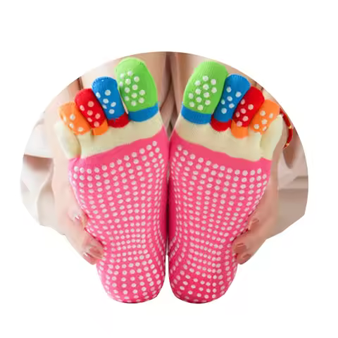 5 Finger Colorful Sports Silicone Fitness Yoga Socks Non-Slip Girl Elastic Stockings Pilates Ballet 