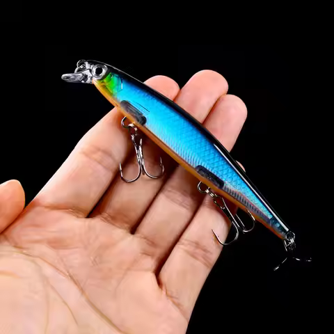 HENGJIA Minnow Fishing Lure Laser Hard Artificial Bait 3D Eyes 11cm 13g Wobblers Carp Fishing Tackle