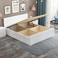 Solid wood bed1Master Bedroom Double Bed1.5 1.8Storage Bedroom Air Pressure High Box Storage Bed Box