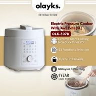 Olayks 5L Electric Pressure Cooker Dual Pots Rice Cooker 2 Pots Soup Cooker Porridge 双胆压力锅气压锅电饭锅饭煲