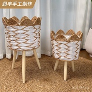 Wholesale Balcony Flower Basket Decoration High-Value Flower Pot Woven Floor-Standing Cross-Border L
