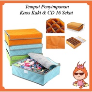 Resellers Welcome - H5325 Socks & CD Storage Box 16 Compartments Socks Storage Box Multipurpose Stor