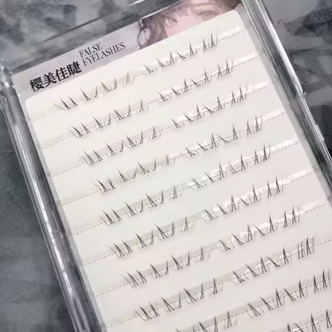 4-6mm Soft Manga Bottom Cluster Lashes Natural C Curl Black Eyelash Extensions No Glue Anlingrong Fo