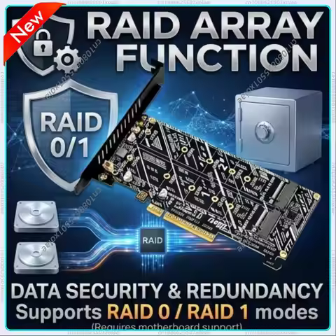 Ual M.2 NVMe SSD to PCIe 5.0 X8 Adapter Card PH4225 Support X4X4 Bifurcation Raid Expansion Board fo