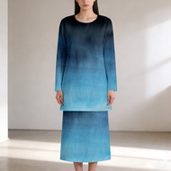 Baju Ash Blue Kurung Ala Qiszar Murah Navy Blue Baju Blouse Perempuan Set Skirt Muslim Baju Cheongsa