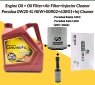 Perodua 0w20 4Liter Fully Synthetic Engine Oil + Oil Filter + Air Filter Bezza/Axia