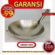 Stainless Steel Frying Rice Frying Pan Wok 36cm Long Handle