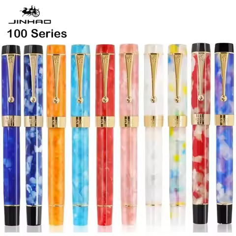 JINHAO 100 Centennial Resin Fountain Pen Nib Fine 18KGP Golden Clip Business Gift Pen Office School 