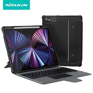 For iPad Pro 12.9 inch 2020 / 2021 / 2022 Tablet Case NILLKIN Bumper Removable Keyboard Backlight Flip PU Leather Stand Cover with Pen Slot