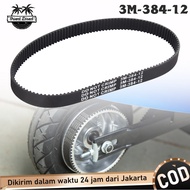 V Belt E Scooter Skuter Elektrik 3m-384-12 Vanbelt Vbelt Penbel Panbelt Vanbel Penbelt Timing Karet 