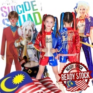 Kids Adults Halloween Suiicide Squad Joker Harrley Quinnn Fancy Dress Cosplay Costume Outfit Event P