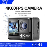 AUSEK Dual Screen Action Camera 4K 60FPS 20MP 2.0 Touch LCD EIS Remote Control WiFi Waterproof S60ER