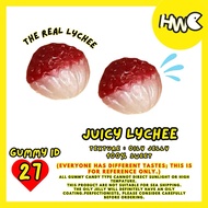 Juicy Lychee Sweet Gummy Candy Sour Gula Gula Masam Manis Coklat Viral Soft Candy