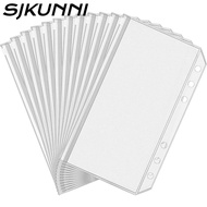 SJKUNNI 6 Bags of 6-Hole Adhesive, A6 PVC Zipper Adhesive Bag, Waterproof Bill Bag Transparent Zippe