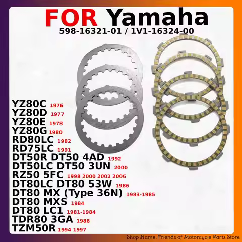 Motorcycle Clutch Friction Disc Plate Kit For Yamaha DT50R DT50 4AD DT50LC RZ50 5FC DT80LC MXS LC1 T