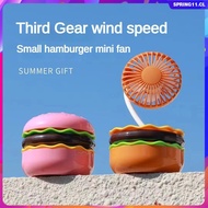 Creative Hamburger Desktop Fan 360° Adjustable Fan Mini Fan Portable Girls Makeup Mirror Charging Fan USB Rechargeable Table Fan