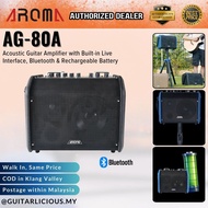 AROMA AG-80A Acoustic Guitar Amplifier with Built-in Live Interface, Bluetooth & Rechargeable Batter