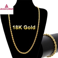 18k gold pawnable saudi gold original 4mm twist bracelet necklace set for women gift