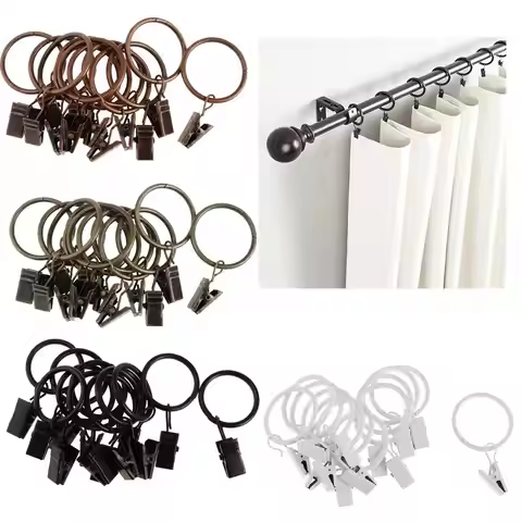 12 Pieces Plated Metal Curtains Drapery Rings with Clips, 25mm / 32mm Dia
