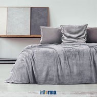 Informa 240X220 cm Solid Microfiber Blanket - Grey Blanket Body Warming Cloth Bed Accessories Bedroo