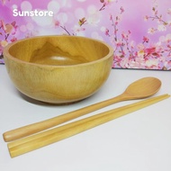 Set Premium Mangkok Jati Tebal dan Sendok Sumpit Kayu Sujeo Korea
