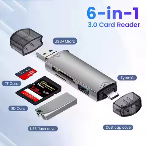 OTG Type C SD TF Card Reader 6 in 1 USB 3.0 Micro USB Flash Drive Adapter 5Gbps High Speed Transfer 