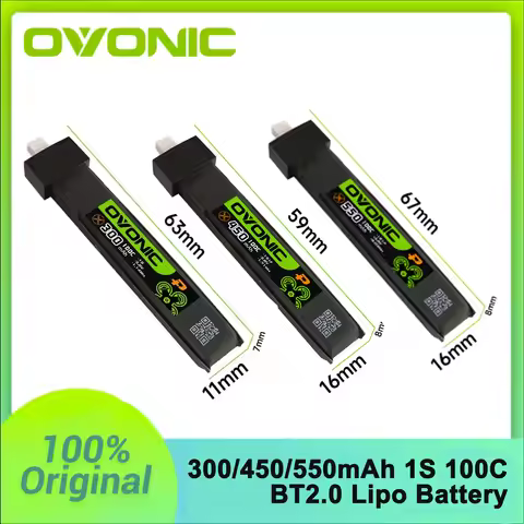 OVONIC 1S 2S 100C 300mah /450mAh /550mAh /650mAh BT2.0/PH2.0/XT30 Lipo-battery FPV Battery for 1S Ti