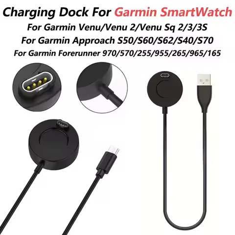 USB Type C harging Station for Garmin Vivoactive 3, 4, 4S, Fenix 5, 5S, 5X, 6, 6S, 6X, And Venu 2, 2
