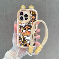3D iPhone 16 15 14 13 12 11 Pro Max 7 8 Plus XR XS MAX Shockproof Cute Cartoon Pattern Strap Case fo